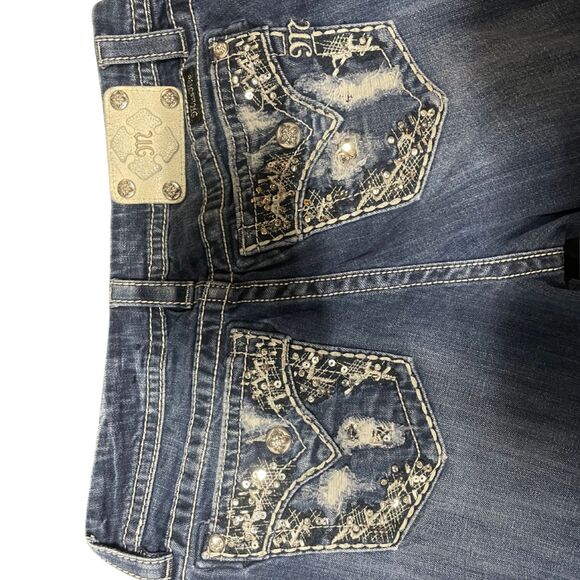 Miss Me Mid‑Rise Bootcut Jeans Women’s 32x31 Medium Wash Embellished Pockets - Picture 7 of 7